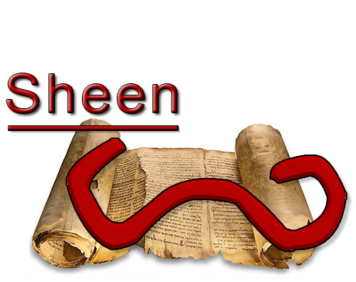Sheen är tjugoförsta bokstaven i det hebreiska alfabetet. Sheen betyder tänder och det antika tecknet för Sheen var två framtänder. Tänder kan symbolisera att tugga, pressa, att äta eller att konsumera och förstöra.